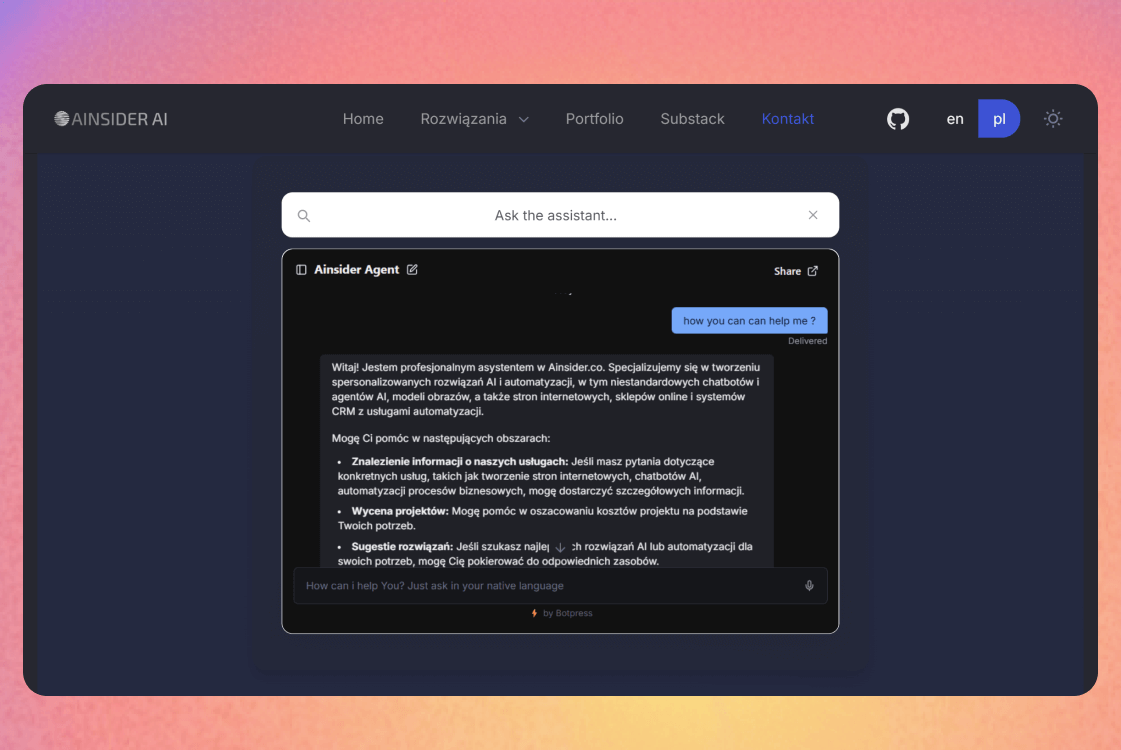 AI Agent built-in into website